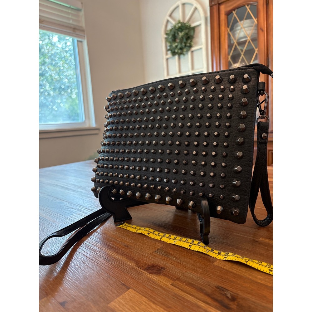 Unbranded Studded Crossbody Bag Women Medium Black Excellent Edgy Punk Rocker